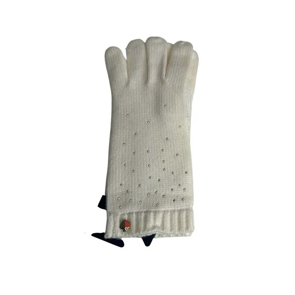 Kate Spade Disco Ball Embellished Gloves Cream one size